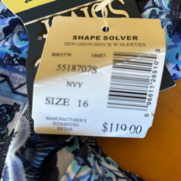 Shape Solver 16 NWT Zen Garden blue white print one piece swimsuit - Picture 4 of 15